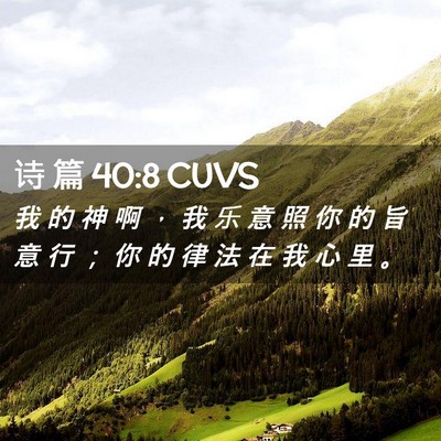 Picture 02 - 诗 篇 40:8 CUVS - 我 的 神 啊 ， 我 乐 意 照 你 的 旨 - Bible Verse Picture