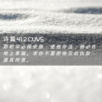 Picture 02 - 诗 篇 41:2 CUVS - 耶 和 华 必 保 全 他 ， 使 他 存 活 - Bible Verse Picture