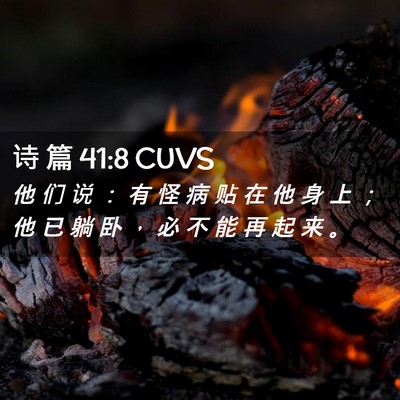 Picture 02 - 诗 篇 41:8 CUVS - 他 们 说 ： 有 怪 病 贴 在 他 身 上 - Bible Verse Picture