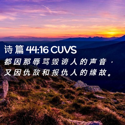 Picture 02 - 诗 篇 44:16 CUVS - 都 因 那 辱 骂 毁 谤 人 的 声 音 ， - Bible Verse Picture