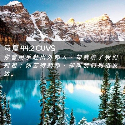 Picture 02 - 诗 篇 44:2 CUVS - 你 曾 用 手 赶 出 外 邦 人 ， 却 栽 - Bible Verse Picture