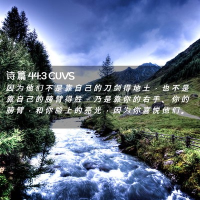 Picture 02 - 诗 篇 44:3 CUVS - 因 为 他 们 不 是 靠 自 己 的 刀 剑 - Bible Verse Picture
