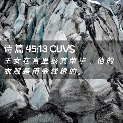 Picture 02 - 诗 篇 45:13 CUVS - 王 女 在 宫 里 极 其 荣 华 ； 他 的 - Bible Verse Picture