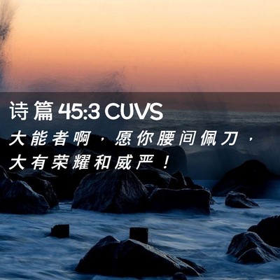 Picture 02 - 诗 篇 45:3 CUVS - 大 能 者 啊 ， 愿 你 腰 间 佩 刀 ， - Bible Verse Picture