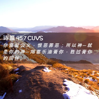 Picture 02 - 诗 篇 45:7 CUVS - 你 喜 爱 公 义 ， 恨 恶 罪 恶 ； 所 - Bible Verse Picture