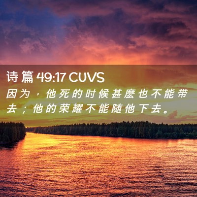Picture 02 - 诗 篇 49:17 CUVS - 因 为 ， 他 死 的 时 候 甚 麽 也 不 - Bible Verse Picture
