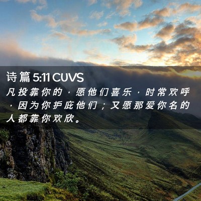 Picture 02 - 诗 篇 5:11 CUVS - 凡 投 靠 你 的 ， 愿 他 们 喜 乐 ， - Bible Verse Picture
