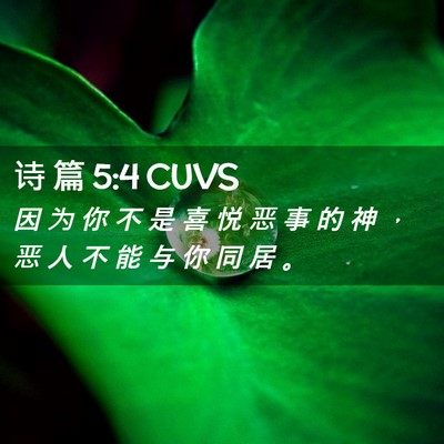 Picture 02 - 诗 篇 5:4 CUVS - 因 为 你 不 是 喜 悦 恶 事 的 神 ， - Bible Verse Picture