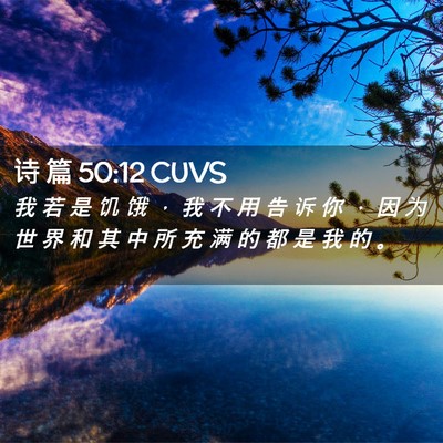 Picture 02 - 诗 篇 50:12 CUVS - 我 若 是 饥 饿 ， 我 不 用 告 诉 你 - Bible Verse Picture