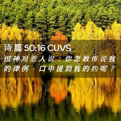 Picture 02 - 诗 篇 50:16 CUVS - 但 神 对 恶 人 说 ： 你 怎 敢 传 说 - Bible Verse Picture