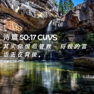 Picture 02 - 诗 篇 50:17 CUVS - 其 实 你 恨 恶 管 教 ， 将 我 的 言 - Bible Verse Picture