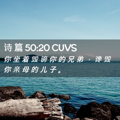 Picture 02 - 诗 篇 50:20 CUVS - 你 坐 着 毁 谤 你 的 兄 弟 ， 谗 毁 - Bible Verse Picture