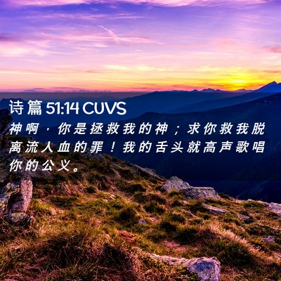Picture 02 - 诗 篇 51:14 CUVS - 神 啊 ， 你 是 拯 救 我 的 神 ； 求 - Bible Verse Picture