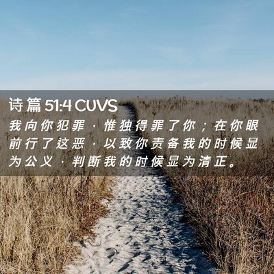 Picture 02 - 诗 篇 51:4 CUVS - 我 向 你 犯 罪 ， 惟 独 得 罪 了 你 - Bible Verse Picture