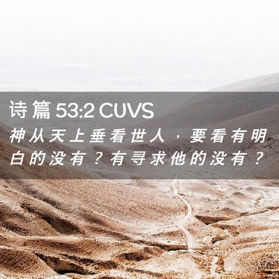 Picture 02 - 诗 篇 53:2 CUVS - 神 从 天 上 垂 看 世 人 ， 要 看 有 - Bible Verse Picture