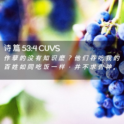 Picture 02 - 诗 篇 53:4 CUVS - 作 孽 的 没 有 知 识 麽 ？ 他 们 吞 - Bible Verse Picture