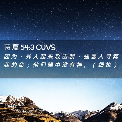 Picture 02 - 诗 篇 54:3 CUVS - 因 为 ， 外 人 起 来 攻 击 我 ， 强 - Bible Verse Picture