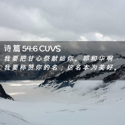 Picture 02 - 诗 篇 54:6 CUVS - 我 要 把 甘 心 祭 献 给 你 。 耶 和 - Bible Verse Picture