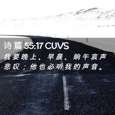 Picture 02 - 诗 篇 55:17 CUVS - 我 要 晚 上 、 早 晨 、 晌 午 哀 声 - Bible Verse Picture
