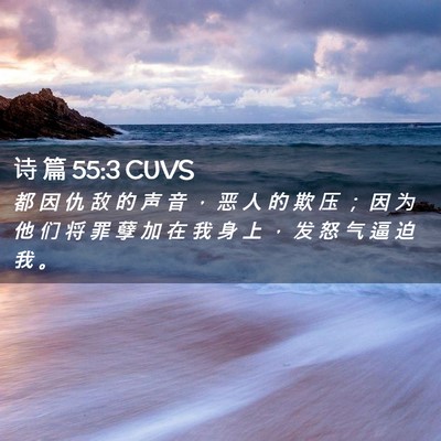 Picture 02 - 诗 篇 55:3 CUVS - 都 因 仇 敌 的 声 音 ， 恶 人 的 欺 - Bible Verse Picture
