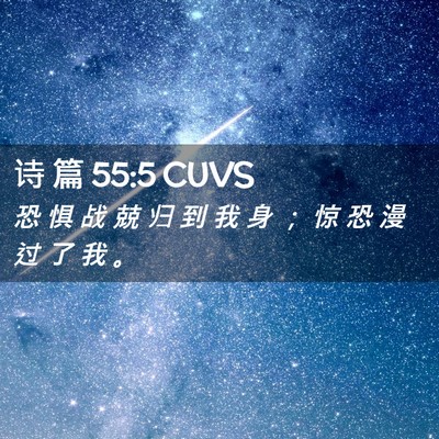Picture 02 - 诗 篇 55:5 CUVS - 恐 惧 战 兢 归 到 我 身 ； 惊 恐 漫 - Bible Verse Picture