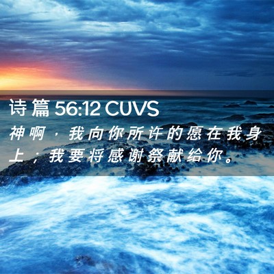 Picture 02 - 诗 篇 56:12 CUVS - 神 啊 ， 我 向 你 所 许 的 愿 在 我 - Bible Verse Picture