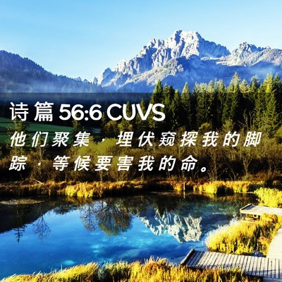 Picture 02 - 诗 篇 56:6 CUVS - 他 们 聚 集 ， 埋 伏 窥 探 我 的 脚 - Bible Verse Picture