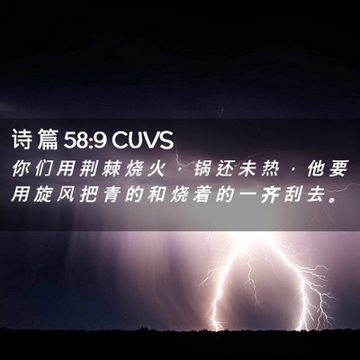 Picture 02 - 诗 篇 58:9 CUVS - 你 们 用 荆 棘 烧 火 ， 锅 还 未 热 - Bible Verse Picture