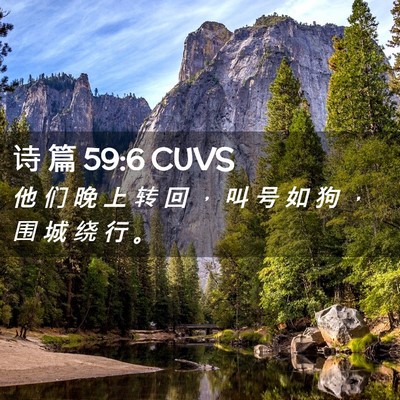 Picture 02 - 诗 篇 59:6 CUVS - 他 们 晚 上 转 回 ， 叫 号 如 狗 ， - Bible Verse Picture