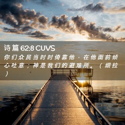 Picture 02 - 诗 篇 62:8 CUVS - 你 们 众 民 当 时 时 倚 靠 他 ， 在 - Bible Verse Picture