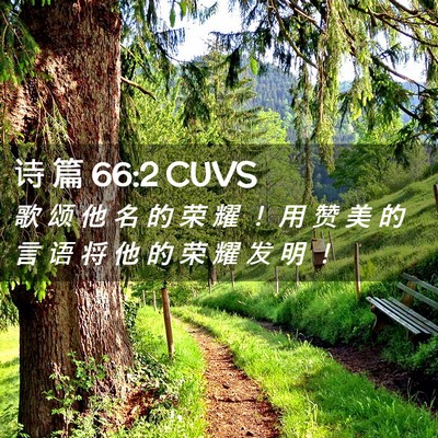 Picture 02 - 诗 篇 66:2 CUVS - 歌 颂 他 名 的 荣 耀 ！ 用 赞 美 的 - Bible Verse Picture