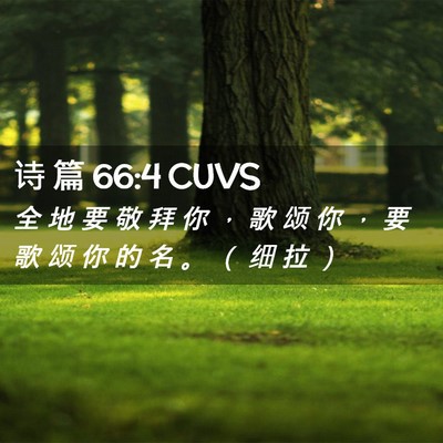 Picture 02 - 诗 篇 66:4 CUVS - 全 地 要 敬 拜 你 ， 歌 颂 你 ， 要 - Bible Verse Picture