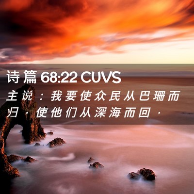 Picture 02 - 诗 篇 68:22 CUVS - 主 说 ： 我 要 使 众 民 从 巴 珊 而 - Bible Verse Picture
