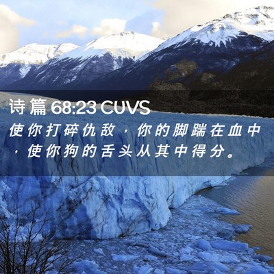 Picture 02 - 诗 篇 68:23 CUVS - 使 你 打 碎 仇 敌 ， 你 的 脚 踹 在 - Bible Verse Picture