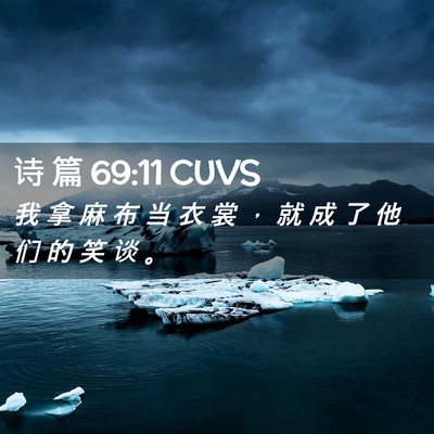Picture 02 - 诗 篇 69:11 CUVS - 我 拿 麻 布 当 衣 裳 ， 就 成 了 他 - Bible Verse Picture