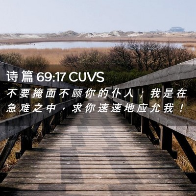 Picture 02 - 诗 篇 69:17 CUVS - 不 要 掩 面 不 顾 你 的 仆 人 ； 我 - Bible Verse Picture