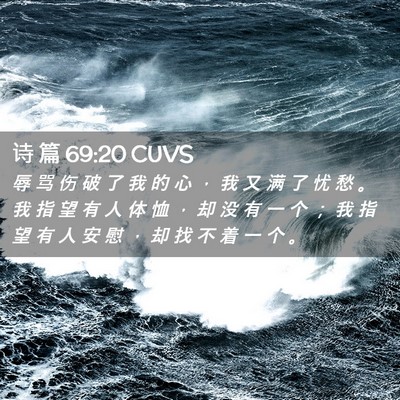 Picture 02 - 诗 篇 69:20 CUVS - 辱 骂 伤 破 了 我 的 心 ， 我 又 满 - Bible Verse Picture