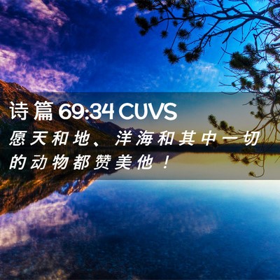 Picture 02 - 诗 篇 69:34 CUVS - 愿 天 和 地 、 洋 海 和 其 中 一 切 - Bible Verse Picture