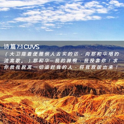 Picture 02 - 诗 篇 7:1 CUVS - （ 大 卫 指 着 便 雅 悯 人 古 实 的 - Bible Verse Picture