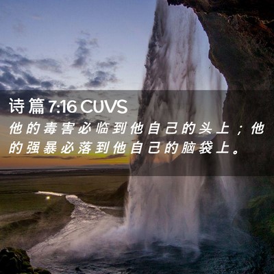 Picture 02 - 诗 篇 7:16 CUVS - 他 的 毒 害 必 临 到 他 自 己 的 头 - Bible Verse Picture