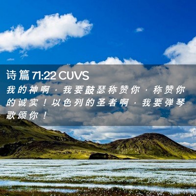 Picture 02 - 诗 篇 71:22 CUVS - 我 的 神 啊 ， 我 要 鼓 瑟 称 赞 你 - Bible Verse Picture