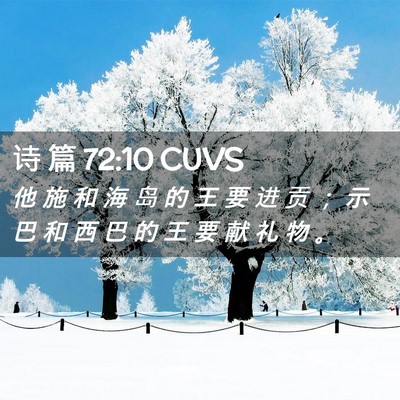 Picture 02 - 诗 篇 72:10 CUVS - 他 施 和 海 岛 的 王 要 进 贡 ； 示 - Bible Verse Picture