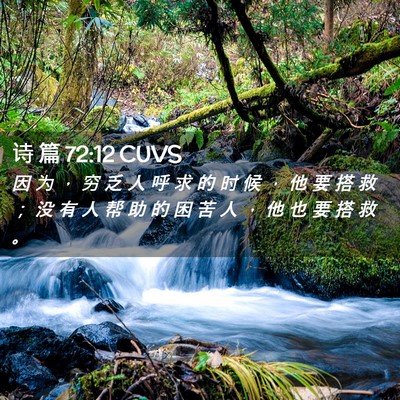 Picture 02 - 诗 篇 72:12 CUVS - 因 为 ， 穷 乏 人 呼 求 的 时 候 ， - Bible Verse Picture