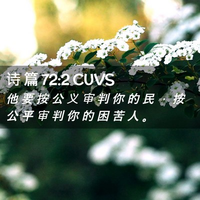 Picture 02 - 诗 篇 72:2 CUVS - 他 要 按 公 义 审 判 你 的 民 ， 按 - Bible Verse Picture