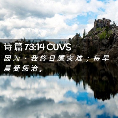 Picture 02 - 诗 篇 73:14 CUVS - 因 为 ， 我 终 日 遭 灾 难 ； 每 早 - Bible Verse Picture