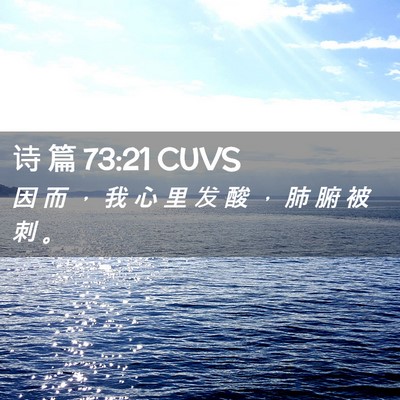 Picture 02 - 诗 篇 73:21 CUVS - 因 而 ， 我 心 里 发 酸 ， 肺 腑 被 - Bible Verse Picture