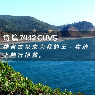 Picture 02 - 诗 篇 74:12 CUVS - 神 自 古 以 来 为 我 的 王 ， 在 地 - Bible Verse Picture