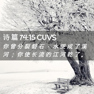 Picture 02 - 诗 篇 74:15 CUVS - 你 曾 分 裂 磐 石 ， 水 便 成 了 溪 - Bible Verse Picture