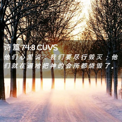 Picture 02 - 诗 篇 74:8 CUVS - 他 们 心 里 说 ： 我 们 要 尽 行 毁 - Bible Verse Picture