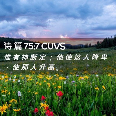 Picture 02 - 诗 篇 75:7 CUVS - 惟 有 神 断 定 ； 他 使 这 人 降 卑 - Bible Verse Picture